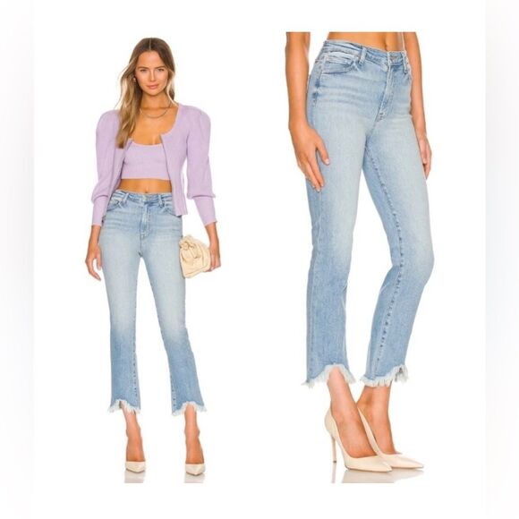 JONATHAN SIMKHAI RIVER HIGH RISE STRAIGHT Jean Frayed Hem Ankle NWT size 30 - Picture 1 of 10